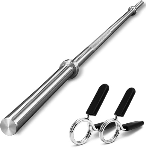 FK Sports Standard 1 Barbell Bar 1inch, Standard Weight Barbell With 2 Collars, Weight Plates 1 Center Holes, Weight Lifting Bar, Chrome Bars, Anti-Slip Hand Grip Barbell 4ft,5ft,6ft,7ft. (6ft)