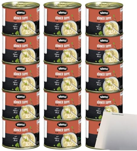 Menzi klare Hühner-Suppe 3er Pack (15x200ml Dose) + usy Block