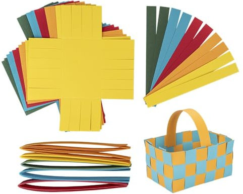 Ideen mit Herz Flechtkörbe | aus Papier | zum Basteln und Flechten | Osternest | Dekoration | Geschenk-Korb | Verpackung | 12 cm x 8 cm x 6,5 cm | 10 Stück (kräftige Farbtöne)