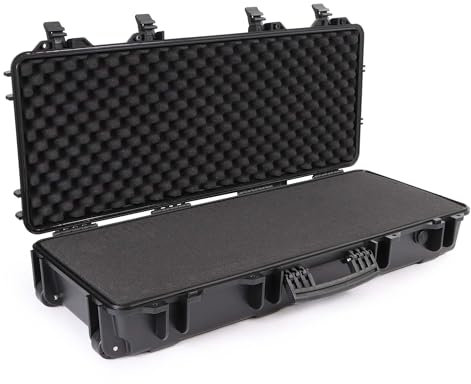 WilTec Mallette pour Armes – 110 x 41 x 15,5 cm – capacité de Charge 100 kg – pour Airsoft, Pistolets à air comprimé – avec Insert en Mousse – Valise Fusil de Chasse, Carabine, Chasseur