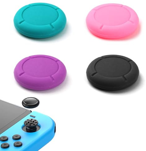 Lot de 4 capuchons de rechange en silicone pour manette Switch/Lite Thumb Grip analogique (noir, rose, bleu, violet)