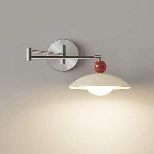 Jadssox Schwenkarm Wandleuchte Wandleuchte Kuppel Wandleuchte LED-Wandhalterung Leseleuchte verstellbare Wandleuchter, nordische Wandleuchten für das Lesen im Wohnzimmer Schlafzimmer, 3 Farbmodus