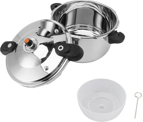 Fyearfly Olla a presión de acero inoxidable de 80 kpa, 10 L, doble mango, cocción rápida para estufas de gas y eléctricas