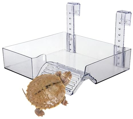 Schildkrötenrampe Höhenverstellbar, Acryl Schwimmende Schildkröten-Sonnenplattform Mit Rutsche Für Aquarium Und Terrarium, Reptilien und Amphibien Unterschlupf