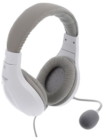 MERRYHAPY Auriculares con Cable para PC Gaming Micrófono Giratorio con Cancelación de Ruido Diseño Ligero y Cómodo para Teletrabajo y Viajes Almohadillas Ergonómicas Color Blanco