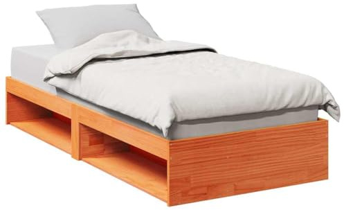 Runheo Dagsäng utan madrass, vaxbrun, 80 x 200 cm, furu, stabil sängram med ribbotten, mångsidig, förvaringsutrymme under sängen för sovrum