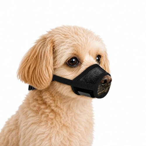 Lysjoy Museliere pour Chiens, Boucle Réglable Musoliaire Chien, Doux et Respirant Chien Muselière pour Petit Moyen Grand Chien(Teckel, Labrador, Chihuahua, Muselière), Dog Muzzle (Noir, S)