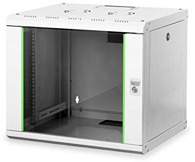 Digitus Armadio di rete 19 pollici 9 U - montaggio a parete - profondità 450 mm - portata 100 kg - Serie Unique - porta in vetro - grigio