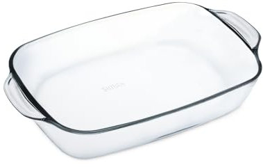 Plat à four rectangulaire, contenance 3,5 l, dimensions 404 x 260 x 60 mm - verre borosilicate -très haute résistance 7296 SIMAX