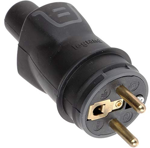 LEGRAND - Fiche Mâle Avec Terre - Fiche Electrique Caoutchouc avec Serre-Câble à Vis - 16A - Sortie Droite - Fabriqué En France - Noire