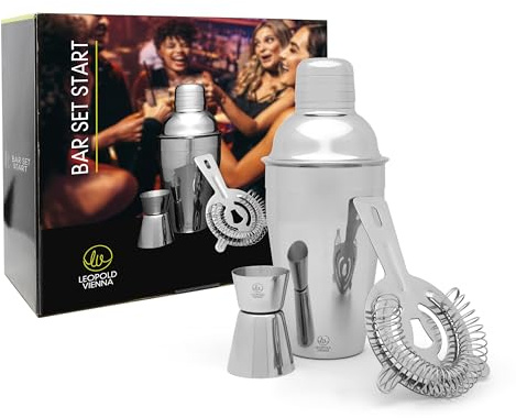 Leopold Vienna - Cocktail-Set Start 3-teilig (Cocktailshaker, Jigger/Pipette, Sieb) Geschenkset
