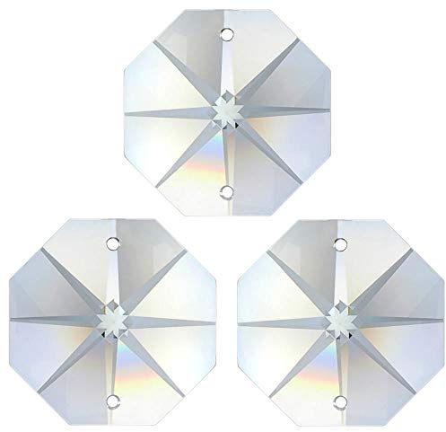 AMBROS - Kristall 35x Regenbogenkristall Oktagon Stern ~ Koppe 18mm 2 Loch Crystal K9 ~ Feng Shui Kronleuchter Lüster