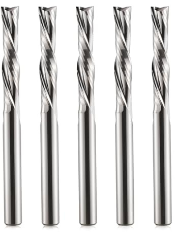 EU_HOZLY 3.175mmX17mm Linkshänder 2 Spiralflötenbits Down Cut Carbide Endmill Cutter Pack 5