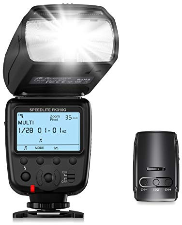 Powerextra LCD Display Flash Speedlite, 2.4G Wireless Flash Trigger Transmitter Kit for CA Nikon Pentax Panasonic Olympus and Sony DSLR Camera, Digital Cameras with Standard Hot Shoe