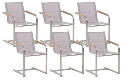 Beliani Gartenstuhl aus Edelstahl mit Polyester in Beige 6er Set Moderner Look Cosoleto