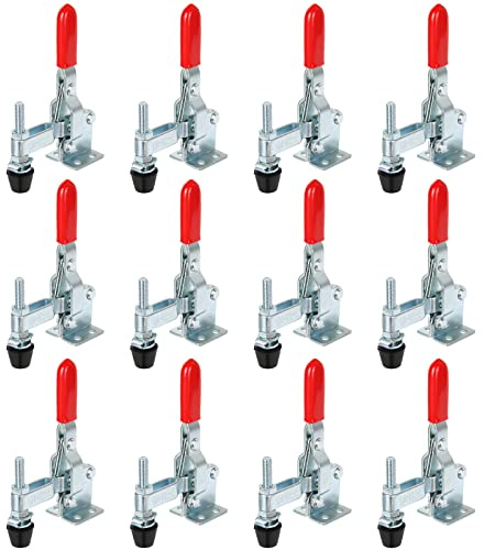 12 Pack Toggle Clamp, Adjustable Hold Down Clamps for Woodworking 200lb Holding Capacity 102-B Style Vertical Quick Release Toggle Clamps for Smokers, Doors, Cabinets, Tool Boxes