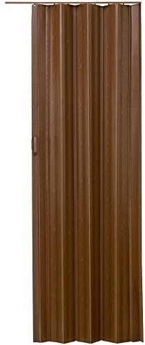 tectake® puerta plegable pvc, manija doble, altura recortable, cierre magnético, repelente al agua, puertas correderas de interior, resistente al agua, puerta corredera plegable - Teca