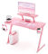 Intimate WM Heart Gaming Tisch 110cm, Ergonomischer Computertisch, Schreibtisch mit Tischplatte aus Kohlefaser, Drehbarer Headsethalter, Griffhalter und Getränkehalter, Rosa