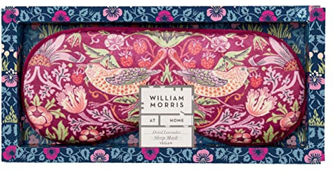 William Morris At Home Sleep Mask, Dried Lavender, Crafted With Stretch Velvet Straps, Eye Mask Black Out, Travel Size, Cruelty and Vegan Friendly, Beauty Gift For Her