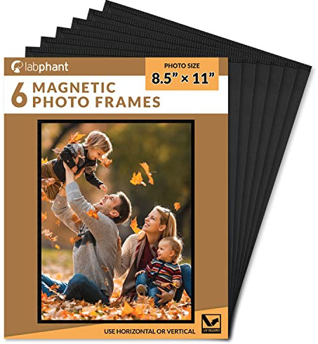labphant 6 Pack 8.5x11 Inch Magnetic Picture Frames; Photo Pocket Frames with White Borders for Fridge 8.5 x 11 Inch Great for Displaying Pics on The Refrigerator (Black) (8.5 x 11 black)
