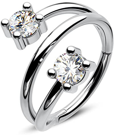 CM Crareesi Mania Helix Piercings Gold Silber Creolen 316L Edelstahl Conch Piercing Ring Gold Scharnier Segmentringe 16G Knorpel Ohrringe Tiny Zweireihig Zirkonia Helix Daith Rook Piercing