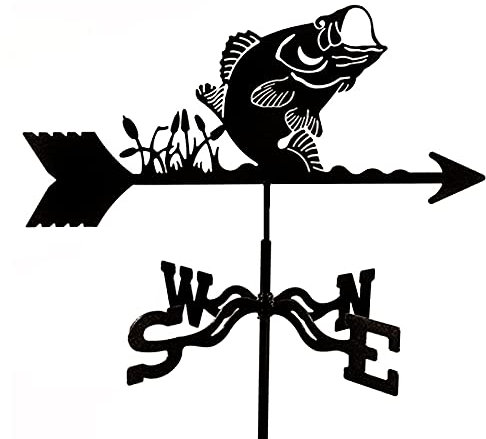CAZARU Girouette de Poisson-Chat Girouette de Ferme pour Montage sur Toit Girouette en métal Kit d'indicateur de Direction du Vent pour coupoles extérieures Décoration de Cour de Jardin