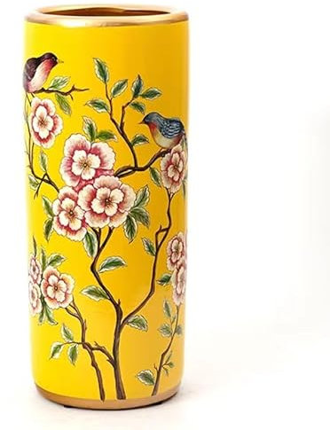 Fine Asianliving Keramik Regenschirmständer Vase Gelb Blumen Handgefertigt - Grazia D20xH45cm China Dekorative Blumenvase Orientalische