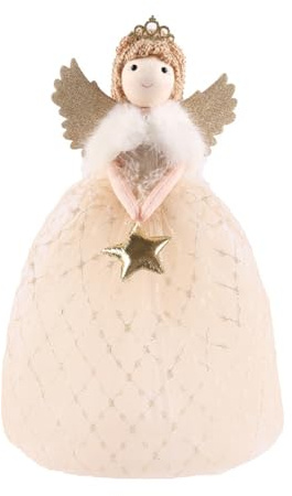 YTFSKFUI Angel Topper Christmas Tree Decorations, 26 * 15 cm Cute Plush Angel Christmas Tree Decorations, Xmas Creative Angel Topper, Angel for Xmas Crafts (Golden)