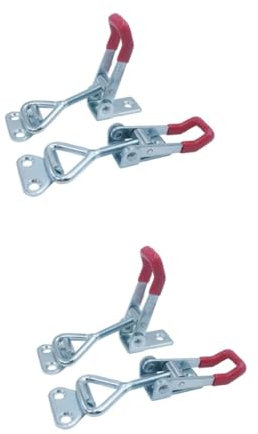 UKCOCO 4stücke Schnellspanner Toggle-clamps Verstellbar Mit Flacher Basis Für Maschinenbetrieb Schweißen Und Montagearbeiten Metall Silber Rot