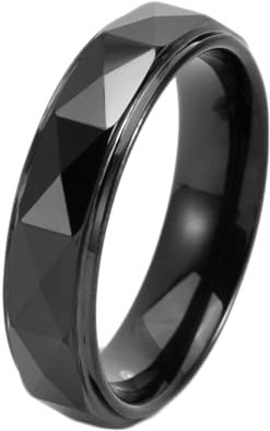 Whoiy Ring Wolframcarbid Gravur Personalisiert, Schmucklos Poliert Ringe Freundschaftsringe 6MM Schwarz Ausgefallene Verlobungsringe für Herren Größe 57 (18.1)