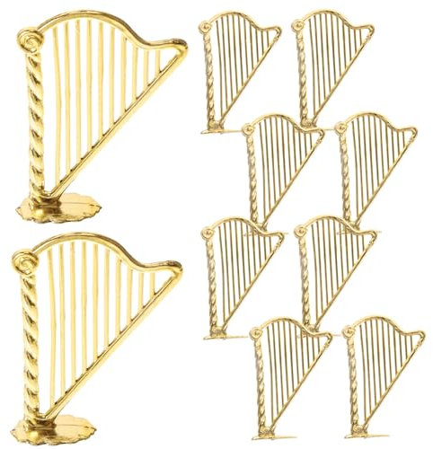 Warmhm Miniatur Musikinstrumente Christbaumschmuck Harfenmodell Kunststoff Glatte Oberfläche Weihnachtsdeko Innenbereich Filigrane Instrumentenhänger 10 Stück