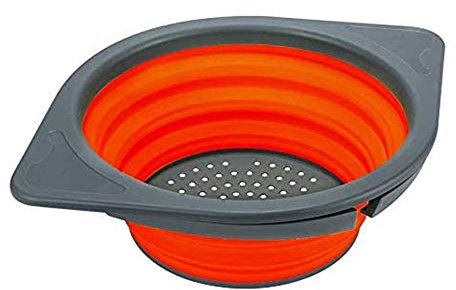 Oikabio Ollapsible Sieve, Storage Basket for Fruit/Vegetables, Folding Net with Stands, Orange