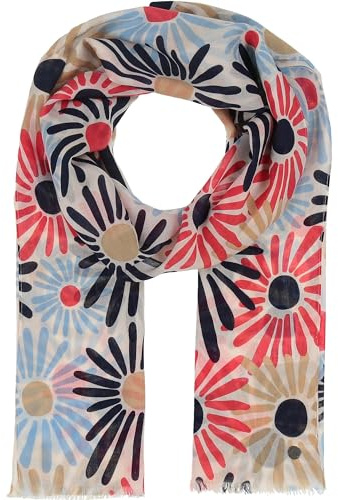 FRAAS Baumwollschal mit Blumen-Design - 50x180 cm - Baumwoll-Stola perfekt für Frühling und Sommer