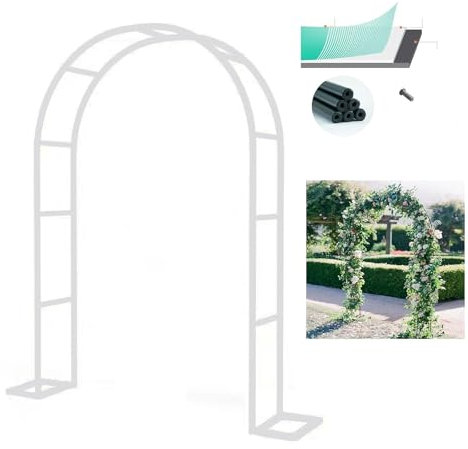 Rosenbogen Witterungsbeständig, Gartenbogen Metall Stabil, 120x220, 180x220, 350x220(BXH) cm, Torbogen Rankgitter Für Verschiedene Kletterpflanzen, Hochzeit Dekorationen (Farbe : Weiß, Größe : W200xH
