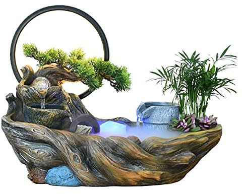 Fuente de agua de sobremesa Cascada de sobremesa M Fuente de agua de escritorio Fuentes de interior Cascadas Humidificador - Fuente de agua con bola rodante iluminada, for decoración de oficina en cas