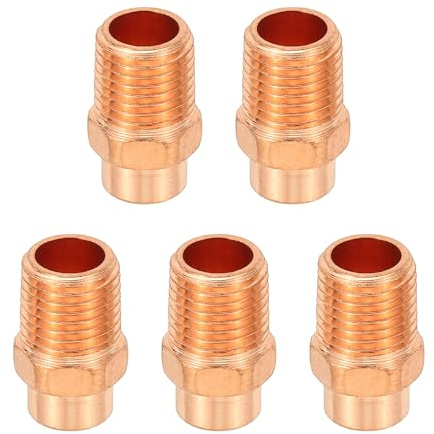 PATIKIL 1/4 Male Adapter Fitting with C x M Connections, 5Pcs Copper Pipe Fittings with Sweat Solder X FNPT Connection Threaded Tubing Connector for Residential, Commercial