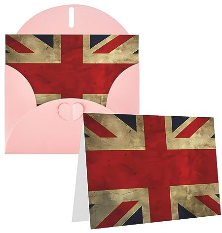 HJBNW Grußkarten, Dankeskarte mit Umschlägen, blanko, Notizkarten, gefalteter Karton, 10,2 x 15,2 cm, englische Flagge, Geburtstagskarte für alle Anlässe