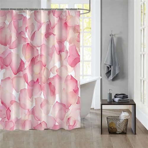 Duschvorhang PetalShower Curtain Curtains, Duschvorhänge Duschrollo 180x200cm Duschvorhang Mit Gewicht Badewanne, Duschrollo, Badewanne Duschvorhang Textil Stoff Waschbar Bad Vorhang Badevorhang 981