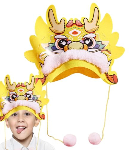Chapeau de dragon du Nouvel An chinois – Décoration artisanale en tissu