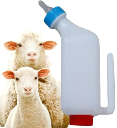 Mangeoire d'agneau - Tétines d'agneau | Biberon pour lait d'agneau | Bouteille de lait d'agneau pour petits animaux | Mangeoire à lait suspendue avec échelle transparente | Biberon de chèvre souple |