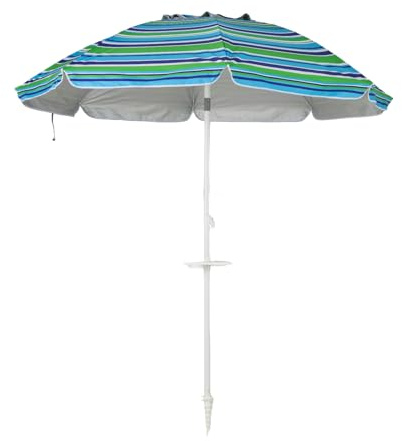 RELAX4LIFE Sonnenschirm Strand, 30° knickbar, Strandschirm Windfest Stabil, Ø220cm Rund Gartenschirm, Terrassenschirm mit Getränkehalter &Bodenhülse &Schutzhülle, Balkonschirm Sonnenschutz (Grün)