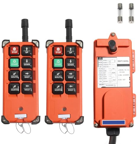 Shengbowi Drahtlose Kran Fernbedienung Industrielle Hebezeug 12V 8 Kanal | Elektrische Brückenkran Steuerung Tasten 100 Meter IP65 Set mit 2 Sendern 1 Empfänger 220V Werkstatt Lagerhalle