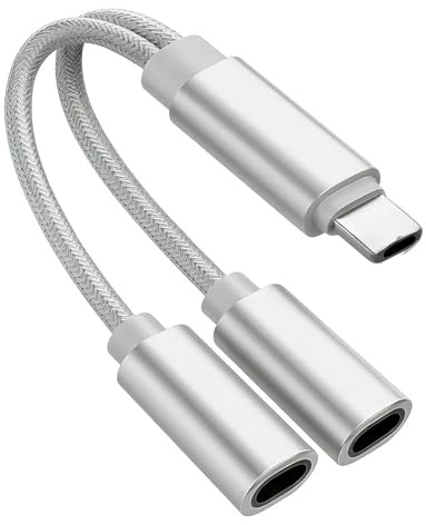 KIRVOS 2 en 1 compatible con adaptador de cargador compatible con – Doble puerto para auriculares y carga