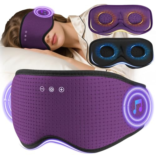 LC-dolida Schlafmaske mit Kopfhörer Bluetooth V5.4, Schlafkopfhörer mit 2 Abnehmbaren 3D Konturierten Augenpolster & Mikrofon,Komfortable Passform für Seitenschläfer,Mittagsschlaf,Reisen