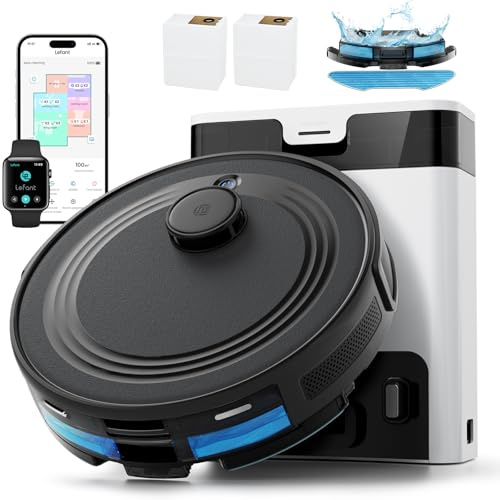 LEFANT M2 Pro Robot Aspirador y Fregasuelos con Autovaciado, 6000Pa, Mapeo Multinivel, Navegación dToF, Evitación Obstáculos 190° PSD, Limpieza Personalizada, WiFi/App/Alexa, 2,4G & 5G, Negro