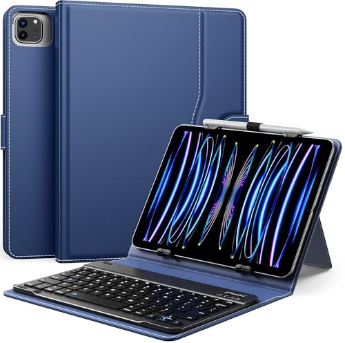 MoKo Universal QWERTY Keyboard Case Fit 9-11 Inch Tablets, Navy Blue