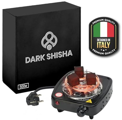 Hornillo Eléctrico Dark Shisha 500W para Carbón de Cachimba | Compacto | Hasta 7 Carbones | Termostato Regulable 1-5 | Placa Pequeña