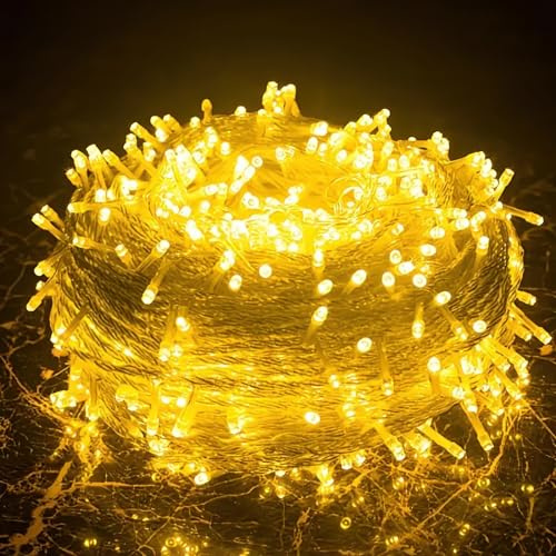 15m 150er LED Batterie Lichterkette,Kette Batteriebetrieben Wasserdichte,8 Modi und Timer Leuchte,Ideal für Gärten, Partys, Terrassen und Balkon Weihnachten festliche Deko(Warmweiß, 150-LEDs)
