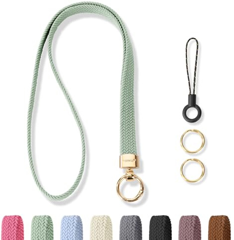 WEESMILE Stretchy Cute Lanyards for ID Badges, Thin Teacher Lanyard for Key, Long Neck Keychain ID Badge Lanyards for Women/Men (Sage Green)
