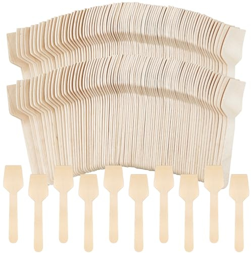 1000 Stück Einweg-Holzlöffel, 9,5 cm, kleine Dessert- und Eislöffel